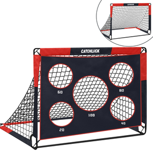 2 in 1 Football Goal for Garden Pop Up Training Football Goal Outdoor Foldable Portable Football Goal with Carry Bag, Red-150x120x120